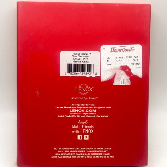 Lenox Joyous Tidings Porcelain 24k Gold Christmas Tree Pierced Ornament in box - Picture 4 of 4